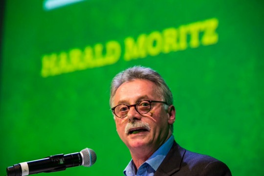 Harald Moritz spricht auf der Landesmitgliederversammlung